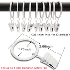 40 Pack Metal Curtain Rings with Clips, 1.5 in ID, Gold