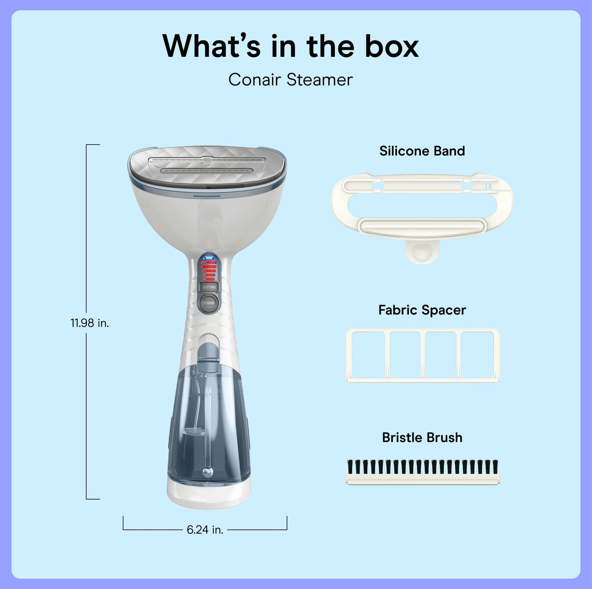 Conair Steamer for Clothes & Upholstery, Handheld, 3 Attachments, White