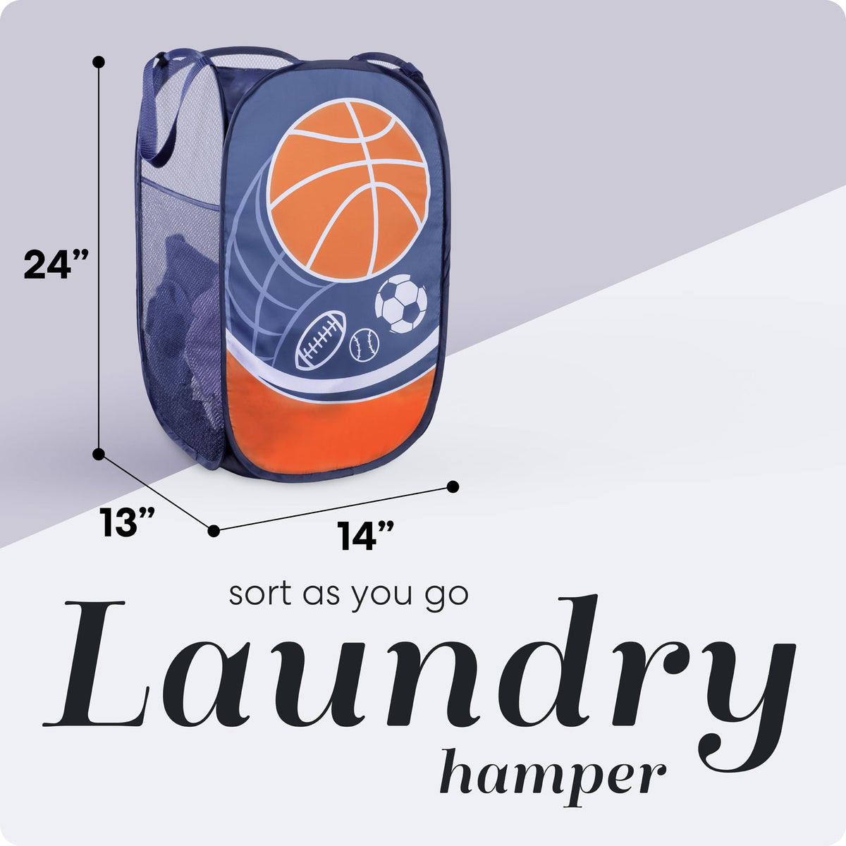 Handy Laundry Collapsible Mesh Pop-Up Hamper with Side Pocket