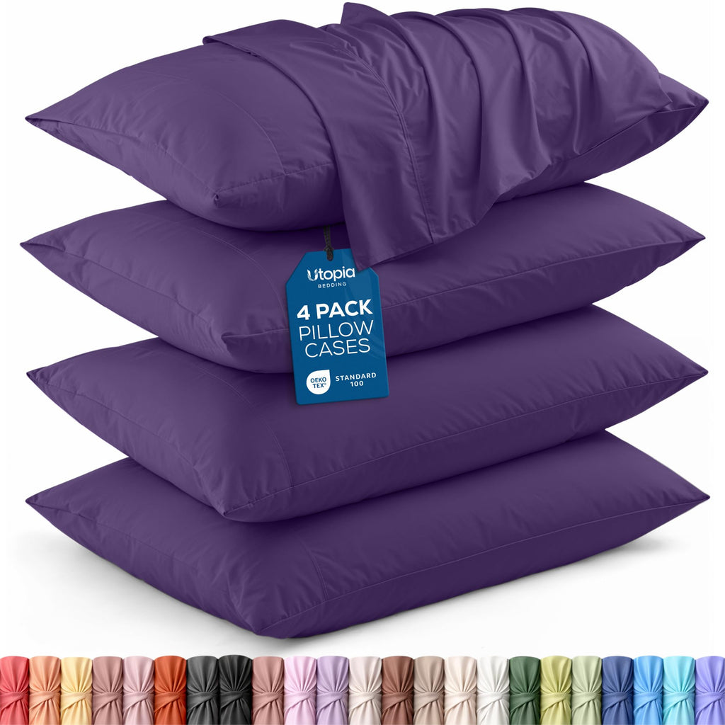 Pillow Covers Standard Set of 4, Soft and Comfy Pillow Cases, Purple