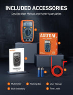 AstroAI Digital Multimeter Tester with Capacitance, 2000 Counts DC AC Voltmeter and Ohm Volt Amp Meter; Measures Voltage, Current, Resistance, Capacitance, Continuity and Diode, Orange