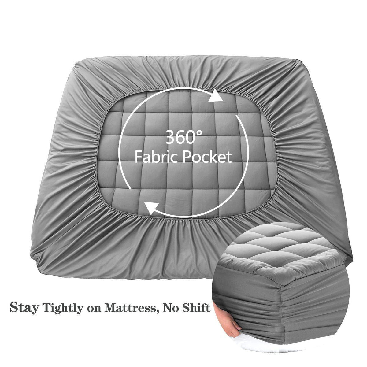 EASELAND King Size Mattress Pad Cotton Pillow Top Mattress Topper White