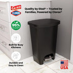 Glad Trash Can with Clorox Odor Protection | Plastic Bin, 13 Gal, Black