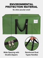 HOMESURE Supports 200lbs Heavy Duty Moving Bags - Strong Zipper & Wrap-Around Handles - Water-Resistant Storage Totes, Durable Alternative to Moving Boxes - 4 Pack - Semi-Transparent