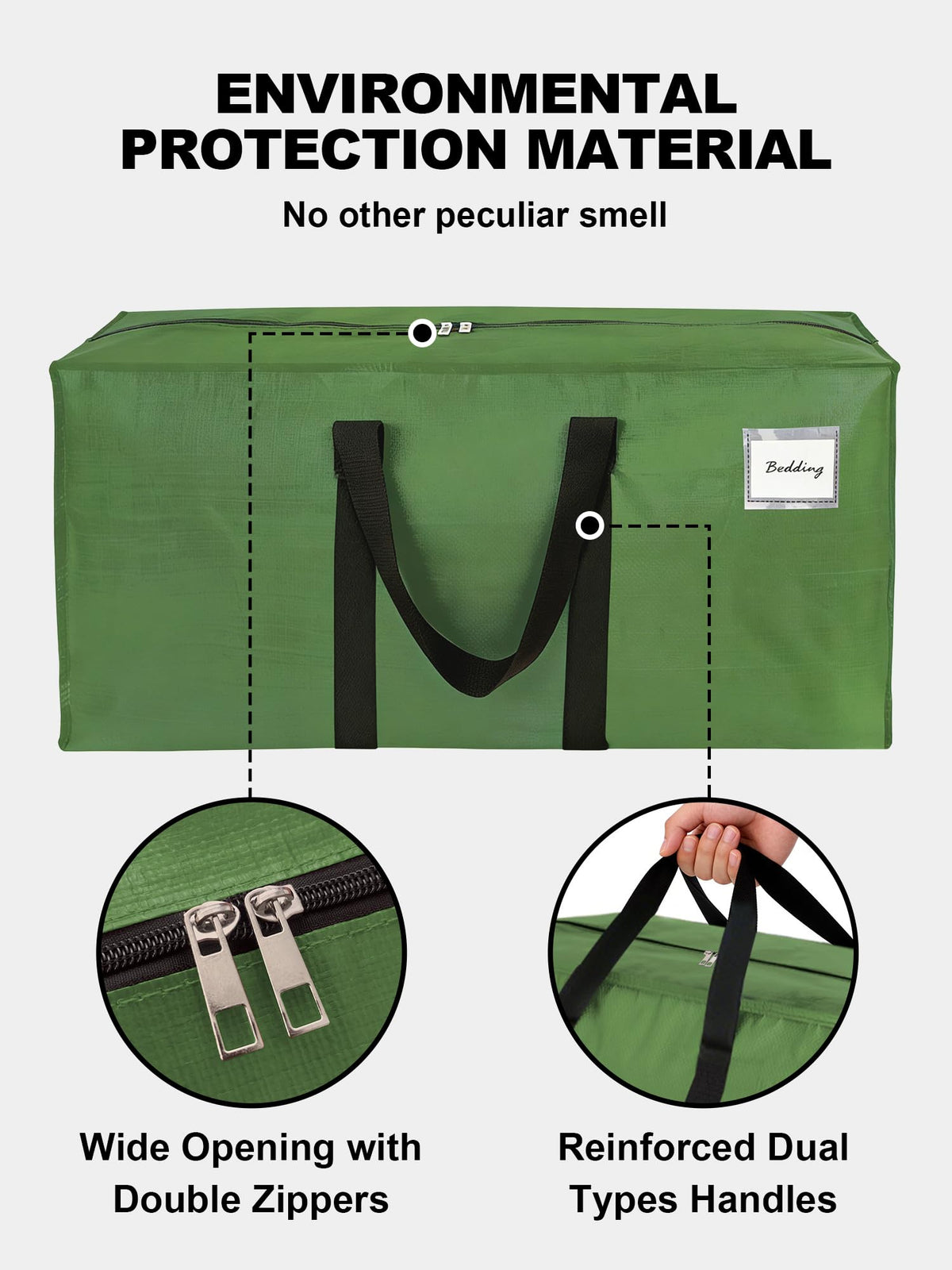 HOMESURE Supports 200lbs Heavy Duty Moving Bags - Strong Zipper & Wrap-Around Handles - Water-Resistant Storage Totes, Durable Alternative to Moving Boxes - 4 Pack - Semi-Transparent
