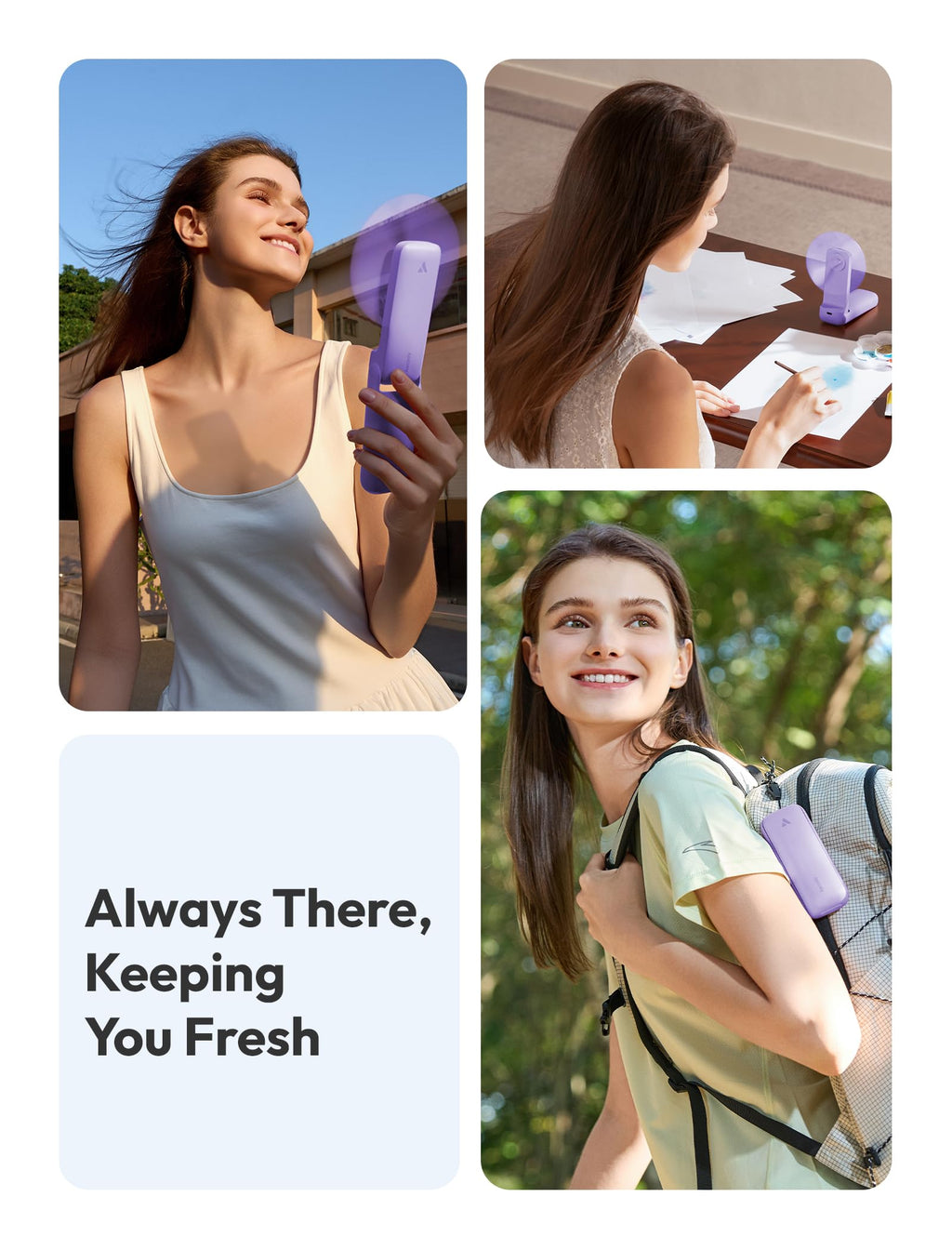 Aecooly Slim Portable Fan, Thin Handheld Fan, USB Rechargeable
