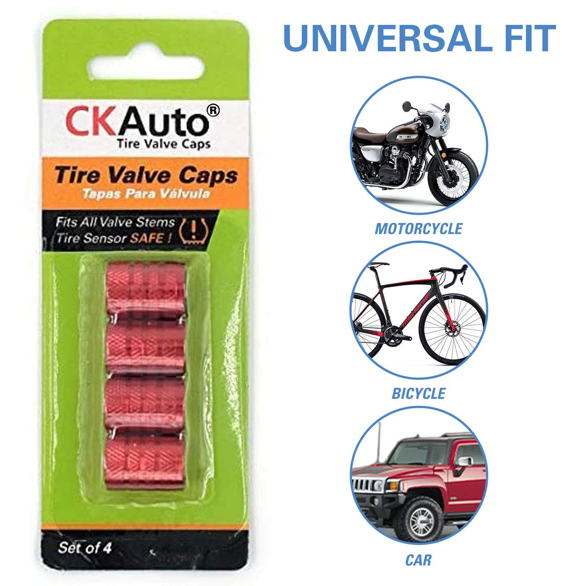 CKAuto Tire Valve Stem Caps, Aluminum Black, 4 pcs/Pack