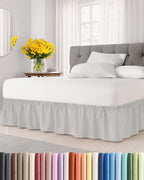 CGK Wrap Around Dust Ruffle Bed Skirt - Full Size, 14" Inch, Light Grey