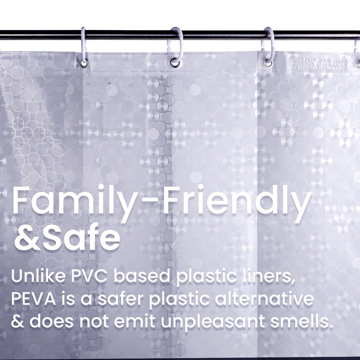 LiBa Shower Curtain PEVA 8G, 72x72 Inch Waterproof Clear