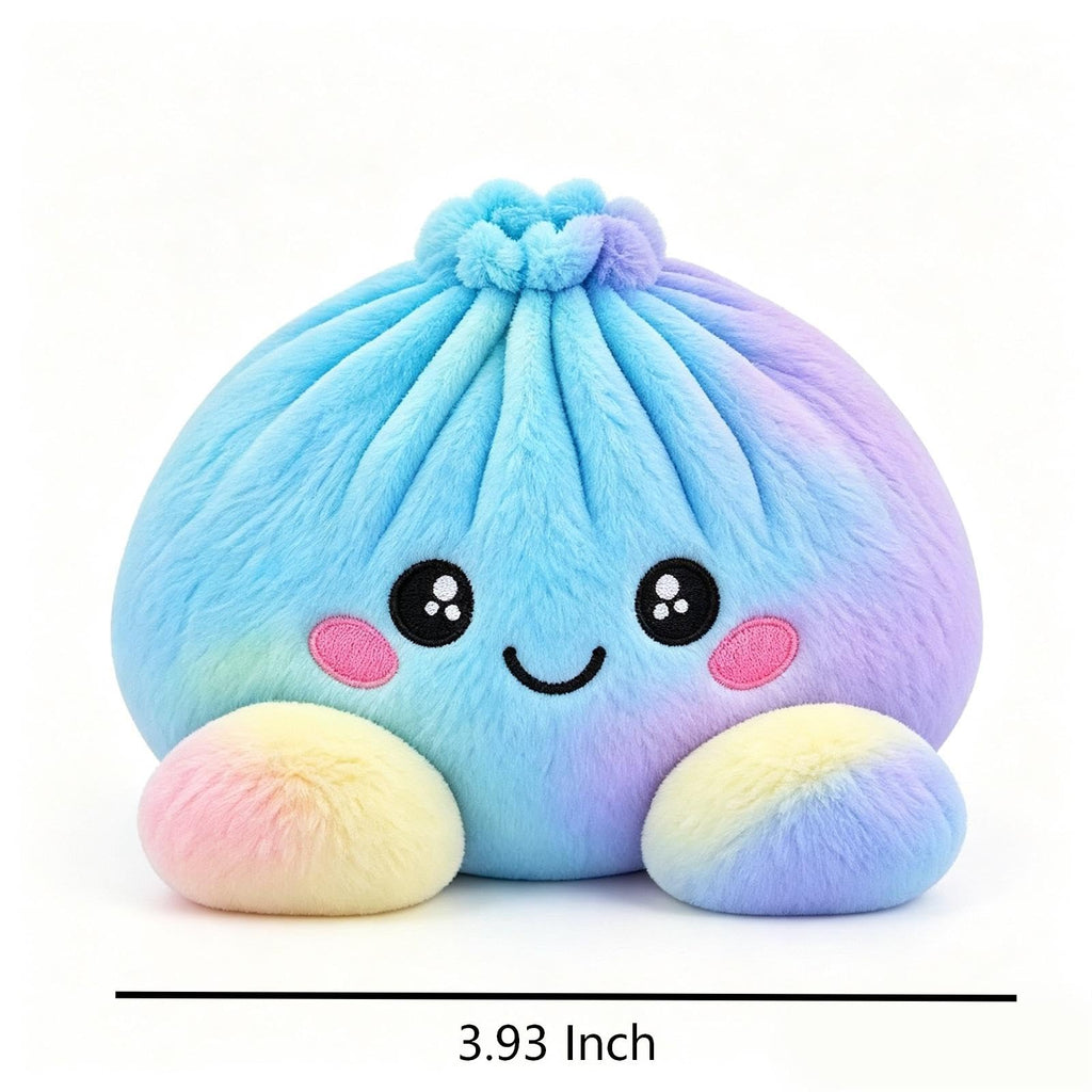 Plush Stuffed Dumpling Squishies, 3.94" Big Rainbow Squishes with Steamer