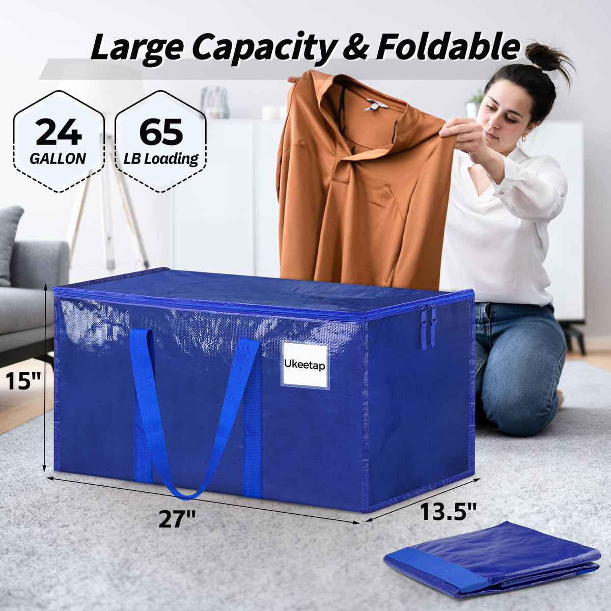 ukeetap 8 Pack Extra Large Clothes Storage Bins with Lids, Clear