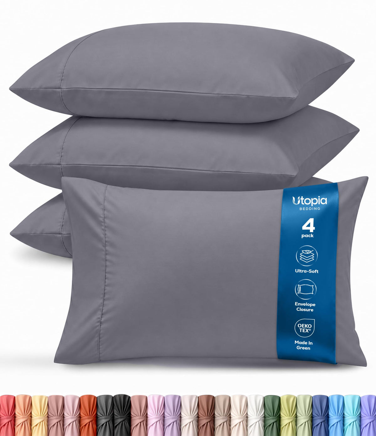 Pillow Covers Standard Set of 4, Soft and Comfy Pillow Cases, Purple