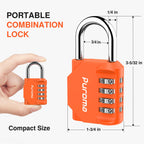 Puroma 2 Pack Combination Lock Locker 4 Digits Combo Padlock Gym Black