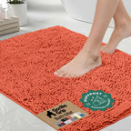 GORILLA GRIP Bath Rug Mat for Bathroom, Absorbent Chenille, 24x17 Gray