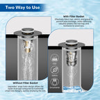 Hibbent Upgraded 3 in 1 Bathroom Sink Drain Strainer, Pop Up Stopper