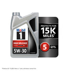Mobil 1 High Mileage Full Synthetic Motor Oil 0W-20, 5 Quart