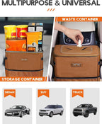 HOTOR Car Trash Can, Leakproof Car Organizer, 2-Gallon, Brown