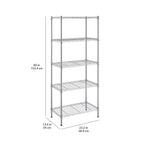 Amazon Basics 5-Shelf Tower Adjustable Storage Shelving Unit, Chrome, 16" x 16" x 54", 150 lbs Per Shelf