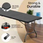 10 PACK of 8 Feet Foldable Table with Built in Handle & Steel Legs | 8 FT Heavy Duty Portable | Perfect for Party, Dining, Wedding, Events, Picnic Indoor, Outdoor, Camping, Temporary - 8 Foot