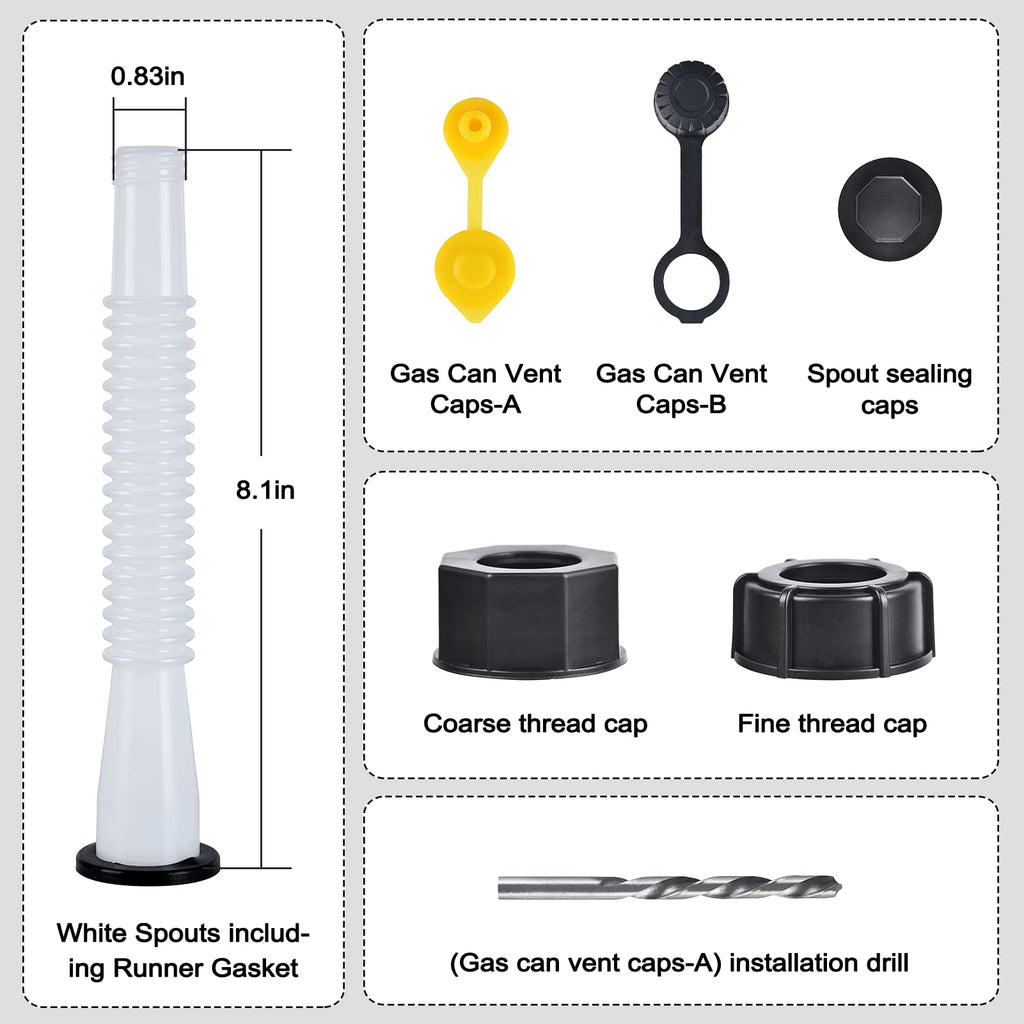 Gas Can Spout Replacement Kit, Gas Can Nozzle Replacement (2 Kits-Yellow)