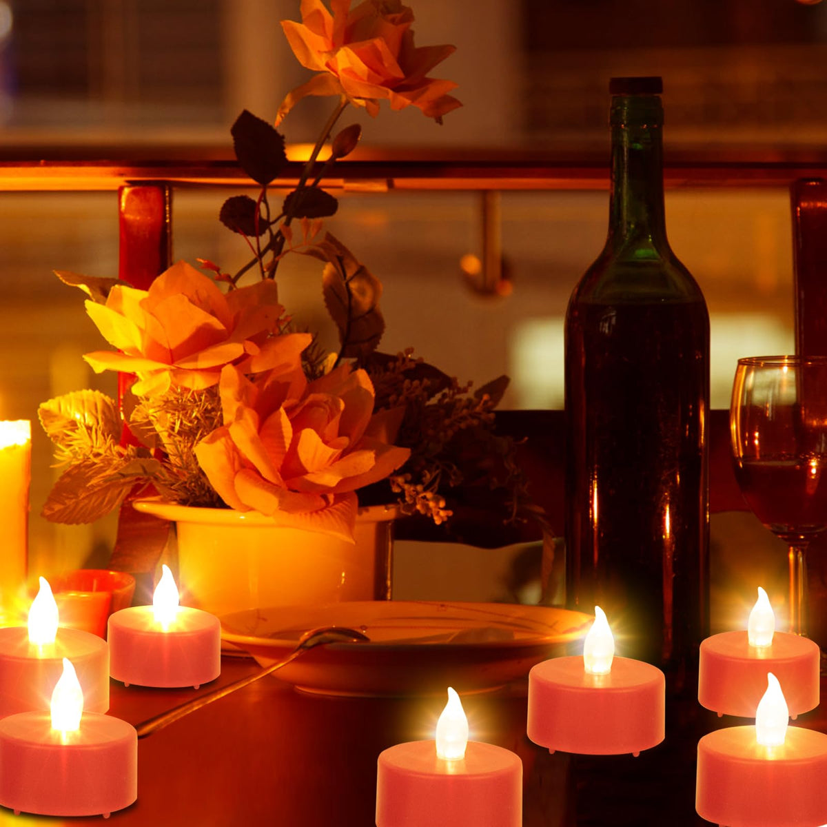 Battery Operated LED Tea Lights Flameless Flickering Candles 12PACK