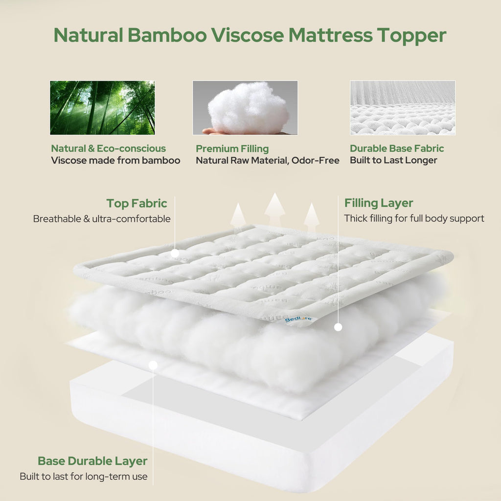 BEDLORE Twin Mattress Topper, Thick Soft Pillow Top Bed Topper