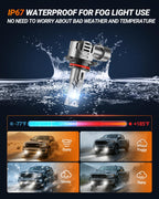 SEALIGHT 9005 H11 LED Bulbs Combo, 100000LM 10X Super Bright 6500K White, HB3 H8/H9/H16 Fog, 1:1 Real Size Plug-N-Play Pack of 4