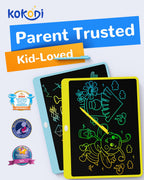 KOKODI LCD Writing Tablet, 12 Inch Colorful Toddler Doodle Board Drawing Tablet, Erasable Reusable Electronic Drawing Pads, Educational and Learning Toy for 3-6 Years Old Boy and Girls(Blue)