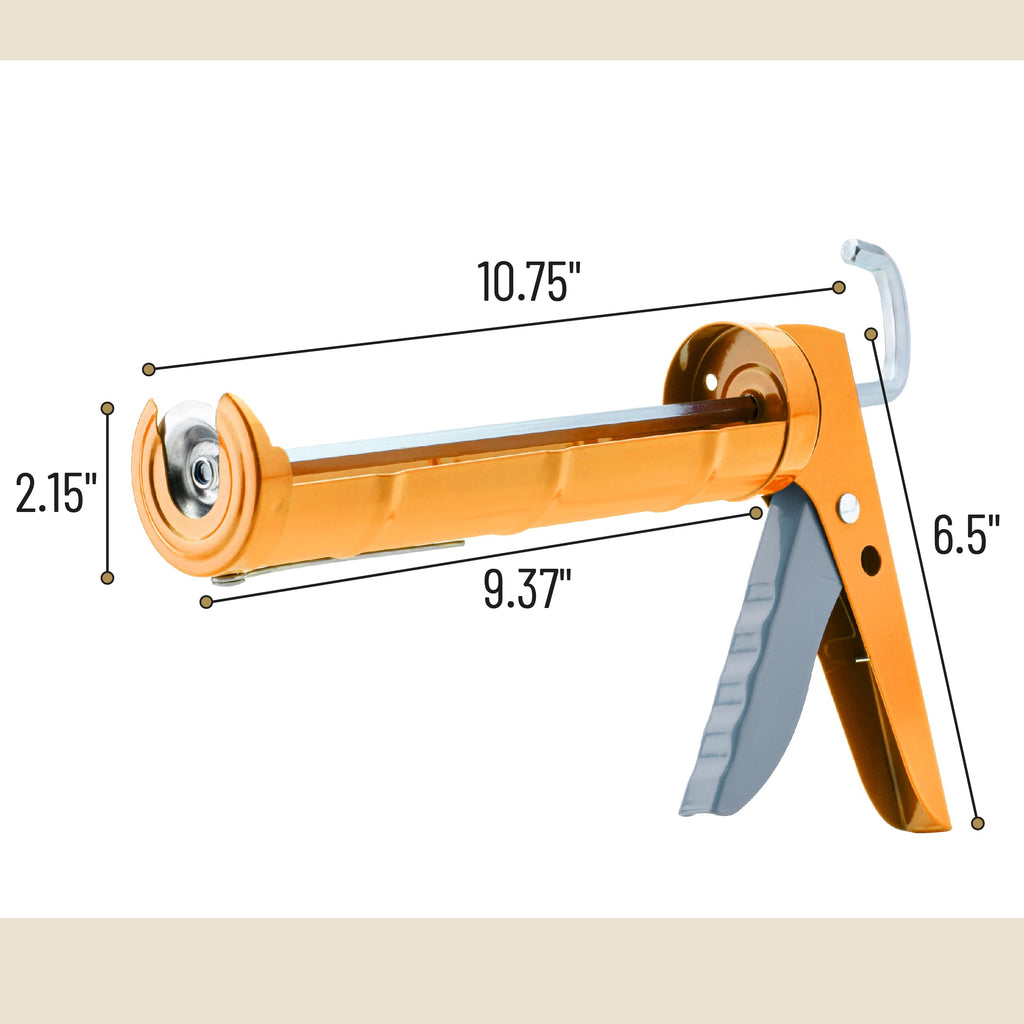 Bates- Caulking Gun, 10:1 Thrust Ratio, Orange, No Drip Sealant Gun