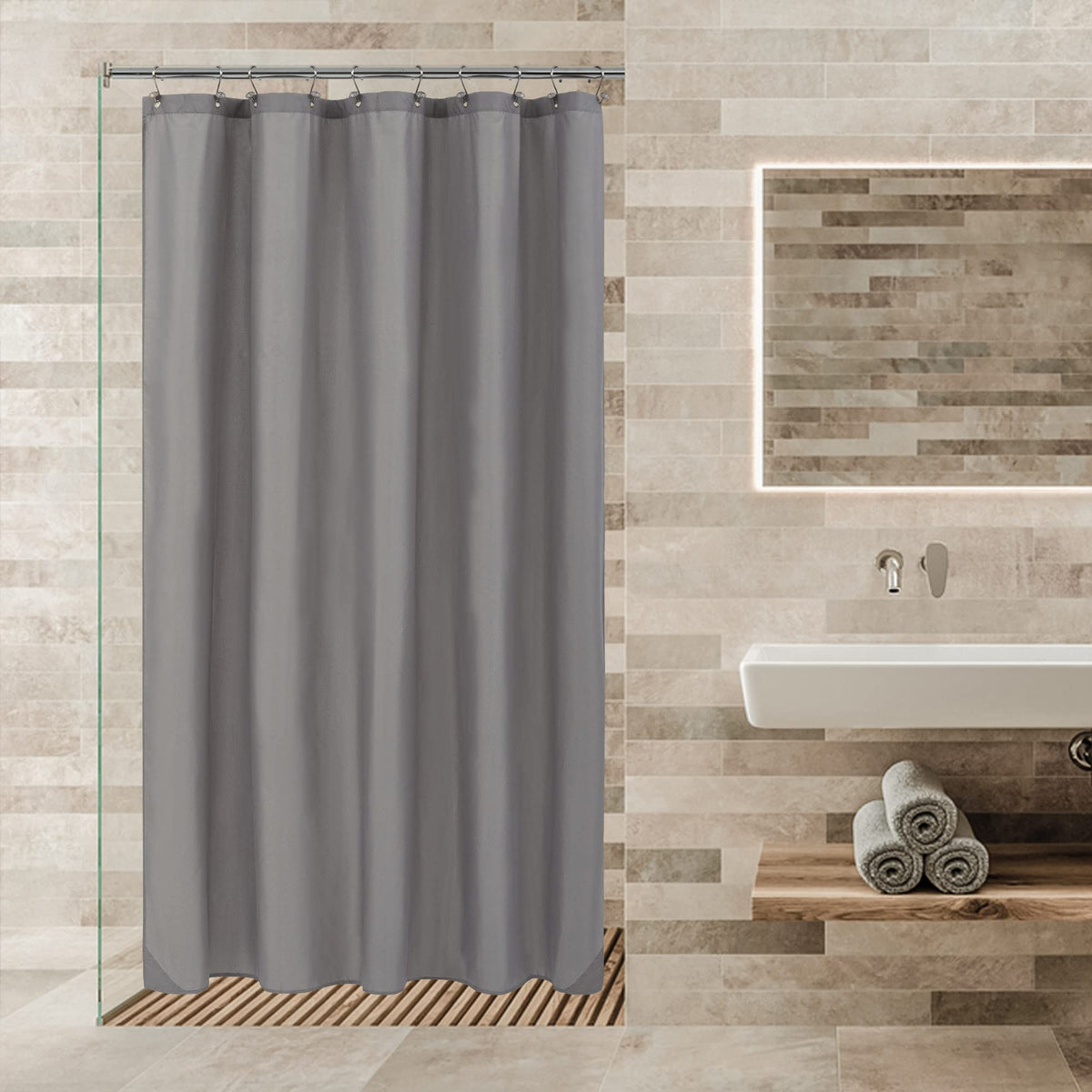 ALYVIA SPRING Waterproof Fabric Shower Curtain or Liner White, 72x72