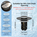 Hibbent Upgraded 3 in 1 Bathroom Sink Drain Strainer, Pop Up Stopper