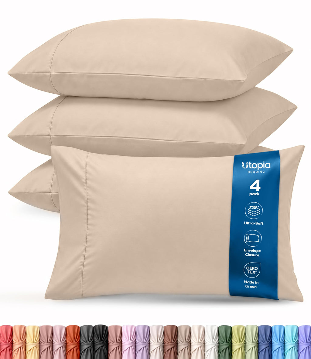 Pillow Covers Standard Set of 4, Soft and Comfy Pillow Cases, Purple