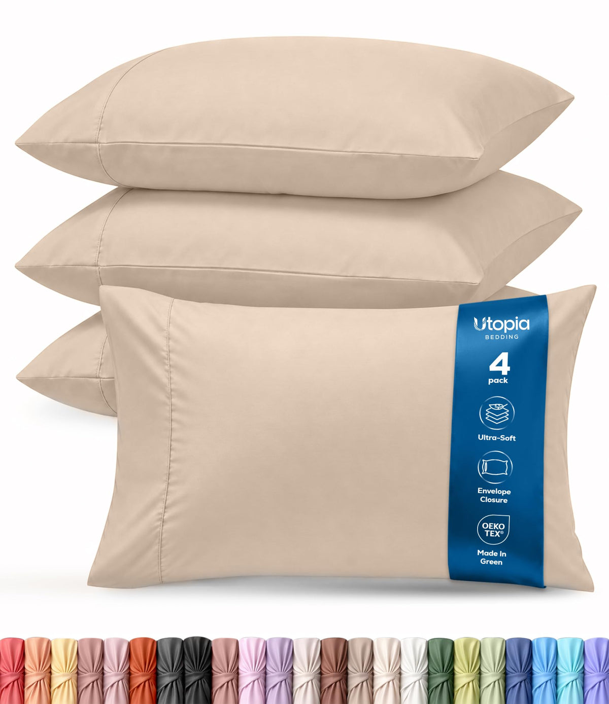 Pillow Covers Standard Set of 4, Soft and Comfy Pillow Cases, Purple
