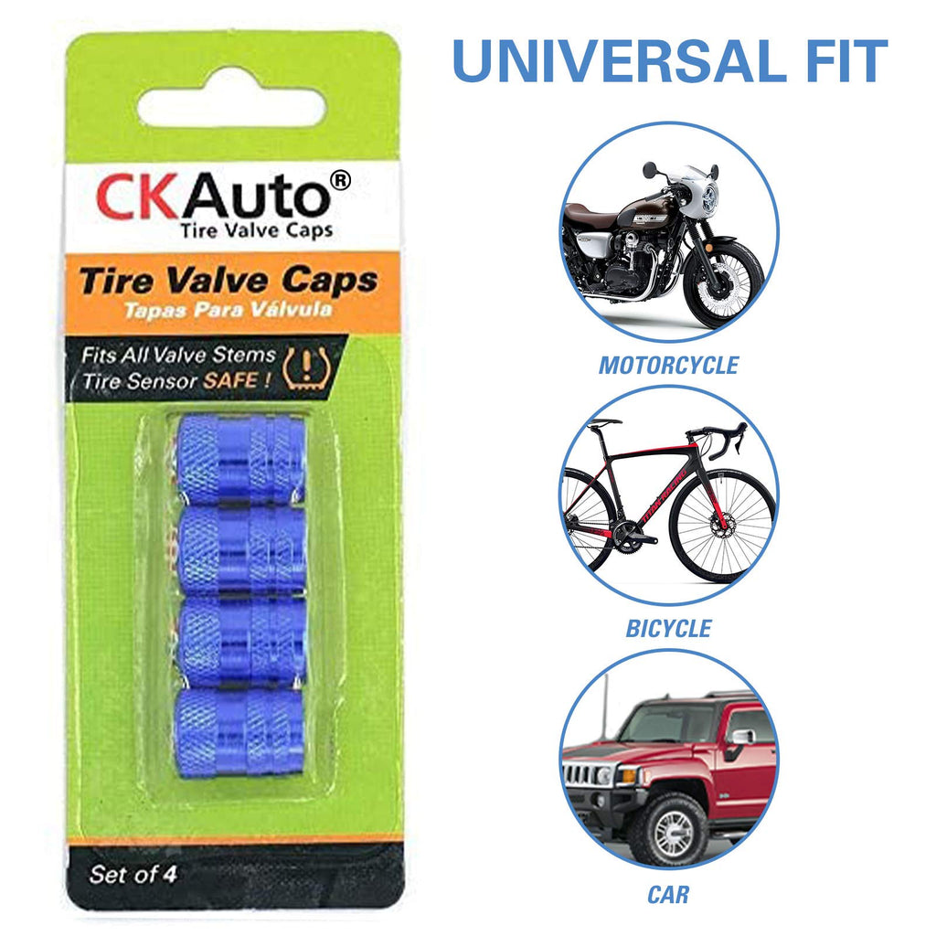 CKAuto Tire Valve Stem Caps, Aluminum Black, 4 pcs/Pack