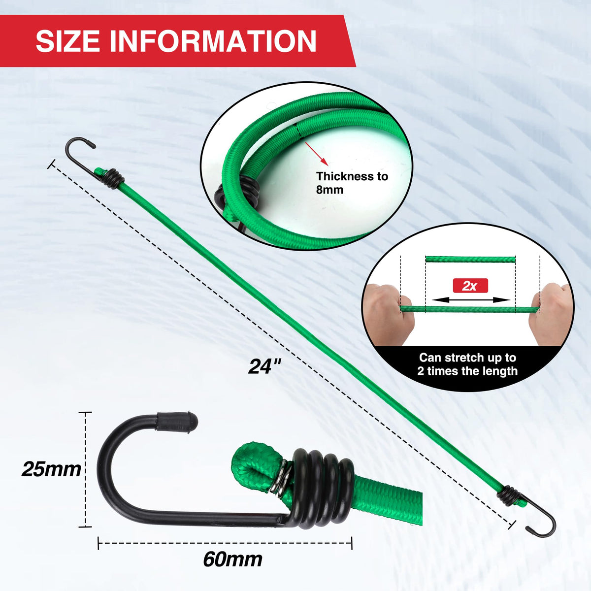 WORKPRO 24" Bungee Cords with Hooks, 4 Pack Heavy Duty Outdoor Bungee Strap