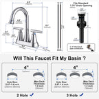 Matte Black Bathroom Faucet, Hurran 4 inch Centerset 2-Handle Lead-Free