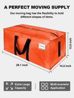 HOMESURE Supports 200lbs Heavy Duty Moving Bags - Strong Zipper & Wrap-Around Handles - Water-Resistant Storage Totes, Durable Alternative to Moving Boxes - 4 Pack - Semi-Transparent