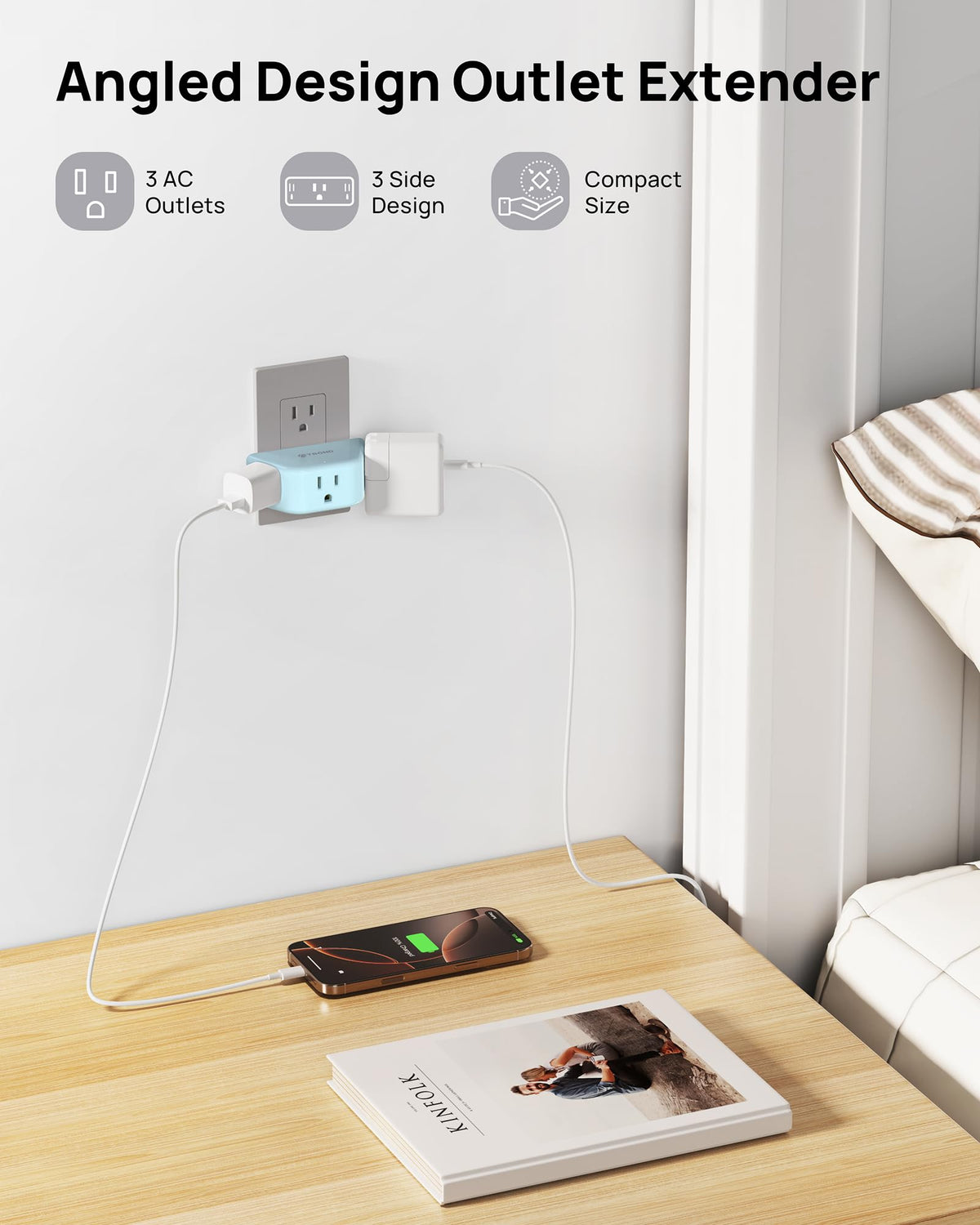 TROND Multi Plug Outlet Extender 2 Pack, Outlet Splitter for Bathroom