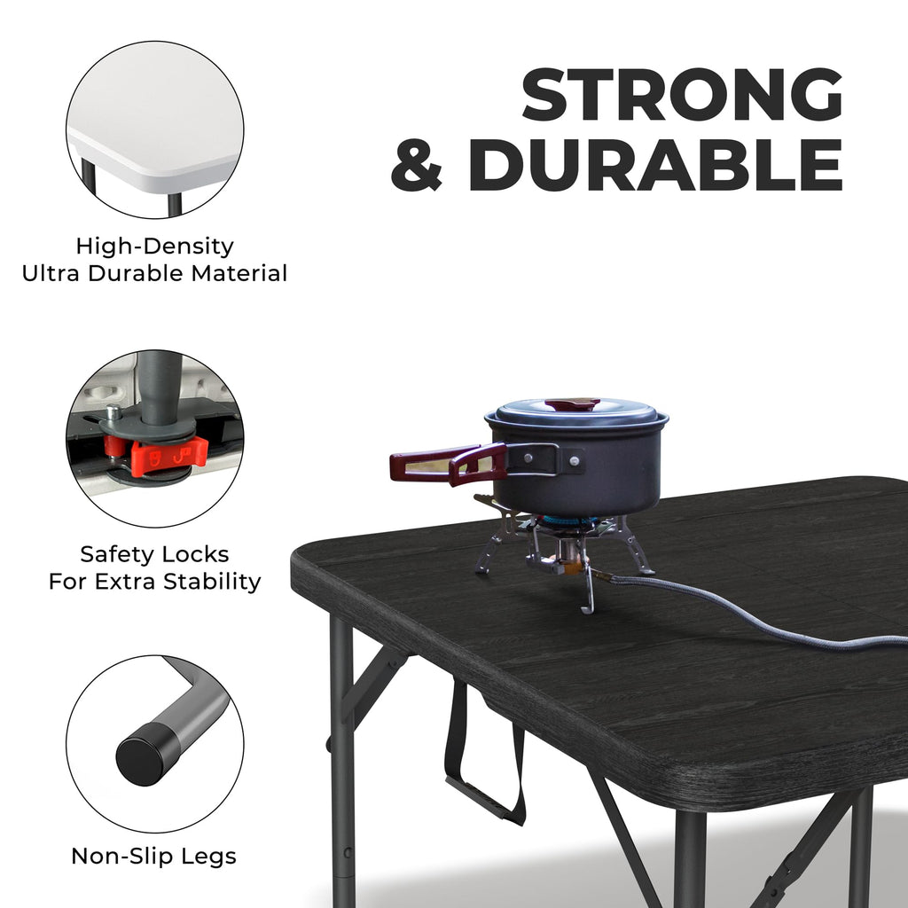 10 PACK of 8 Feet Foldable Table with Built in Handle & Steel Legs | 8 FT Heavy Duty Portable | Perfect for Party, Dining, Wedding, Events, Picnic Indoor, Outdoor, Camping, Temporary - 8 Foot
