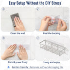 8 Pack Adhesive Bathroom Holders & Dispensers for Kids & Adults, Black