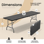 10 PACK of 8 Feet Foldable Table with Built in Handle & Steel Legs | 8 FT Heavy Duty Portable | Perfect for Party, Dining, Wedding, Events, Picnic Indoor, Outdoor, Camping, Temporary - 8 Foot