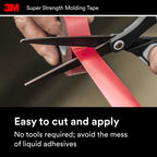 3M Super-Strength Molding Tape, 1/2 in x 15 ft, Double-Sided Adhesive, Permanently Attaches Side Moldings, Trim and Emblems to Interior and Exterior of Vehicles (03614), Gray