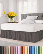 CGK Wrap Around Dust Ruffle Bed Skirt - Full Size, 14" Inch, Light Grey