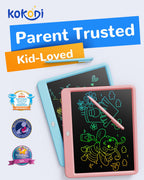 KOKODI LCD Writing Tablet, 12 Inch Colorful Toddler Doodle Board Drawing Tablet, Erasable Reusable Electronic Drawing Pads, Educational and Learning Toy for 3-6 Years Old Boy and Girls(Blue)