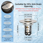 Hibbent Upgraded 3 in 1 Bathroom Sink Drain Strainer, Pop Up Stopper