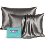 Gabire Mulberry Silk Pillowcases Set of 2, Both Sides Real Silk Pillowcase for Hair and Skin Prevent Acne Pillowcase Organic Silk Pillow case 2 Pack with Hidden Zipper, Navy Blue, Standard (20"×26")