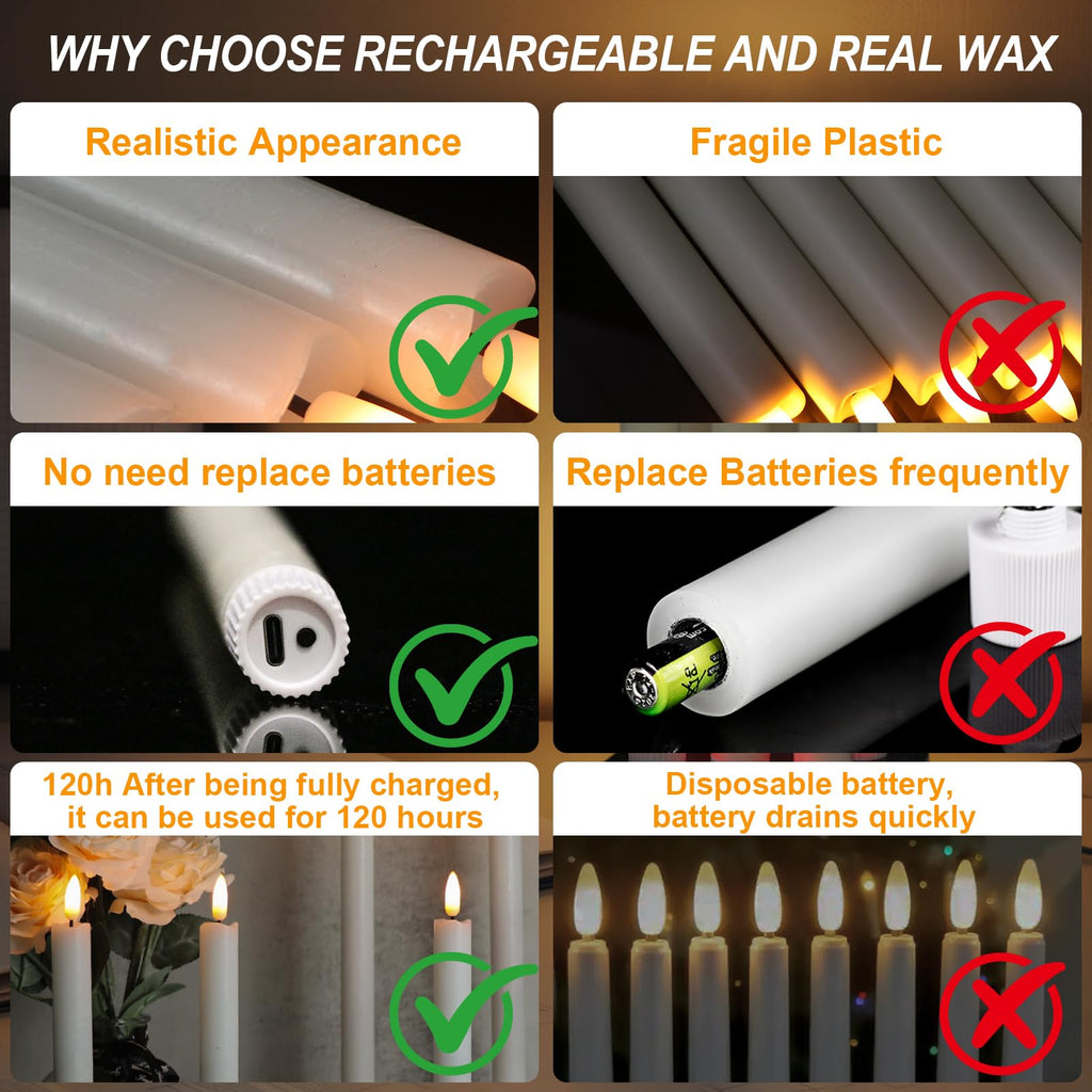GenSwin 10.8" Flameless Floating Candles Wand Halloween Decorations