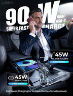 for iPhone 18/17 Pro Max Car Charger USB C Fast Charge with Coiled Cable