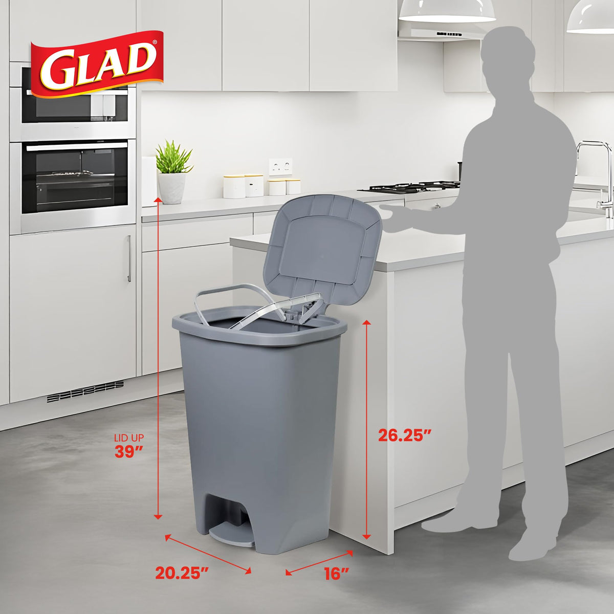 Glad Trash Can with Clorox Odor Protection | Plastic Bin, 13 Gal, Black