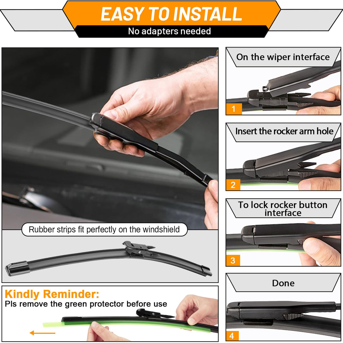AUTOBOO Windshield Wiper Blade Replacement for Toyota RAV4 Mazda 5